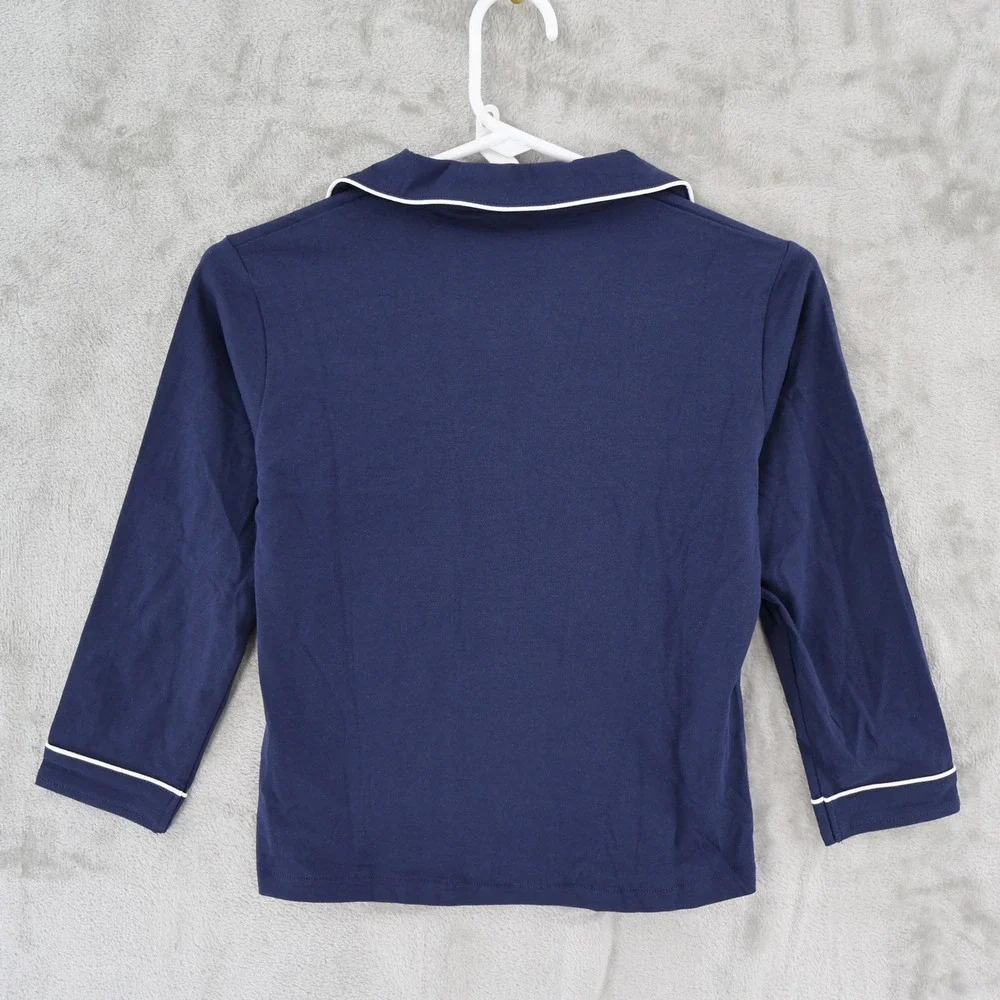 Umeyda Pajama Set Kids Size 130/5T Blue Classic Piping Cotton‎ Long Sleeve NWOT